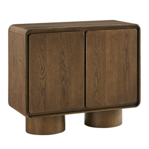 Modway Furniture Lumo Sculptural Oak Veneer Accent Cabinet with Pedestal Legs and Push Open Doors EEI-7540-WAL