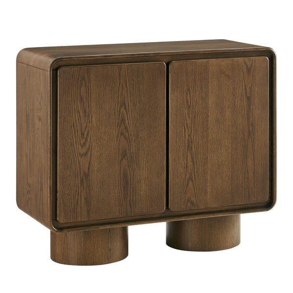 Modway Furniture Lumo Sculptural Oak Veneer Accent Cabinet with Pedestal Legs and Push Open Doors EEI-7540-WAL