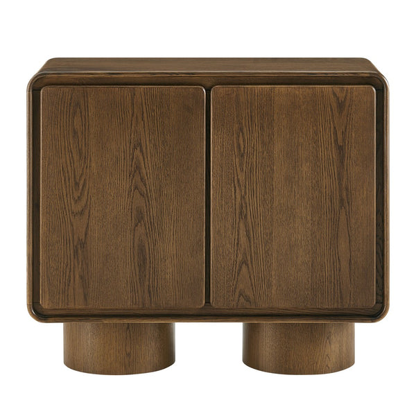 Modway Furniture Lumo Sculptural Oak Veneer Accent Cabinet with Pedestal Legs and Push Open Doors EEI-7540-WAL