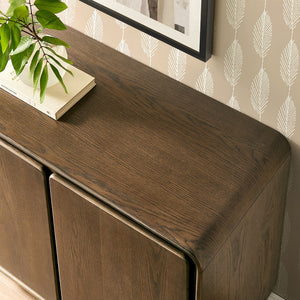 Modway Furniture Lumo Sculptural Oak Veneer Accent Cabinet with Pedestal Legs and Push Open Doors EEI-7540-WAL