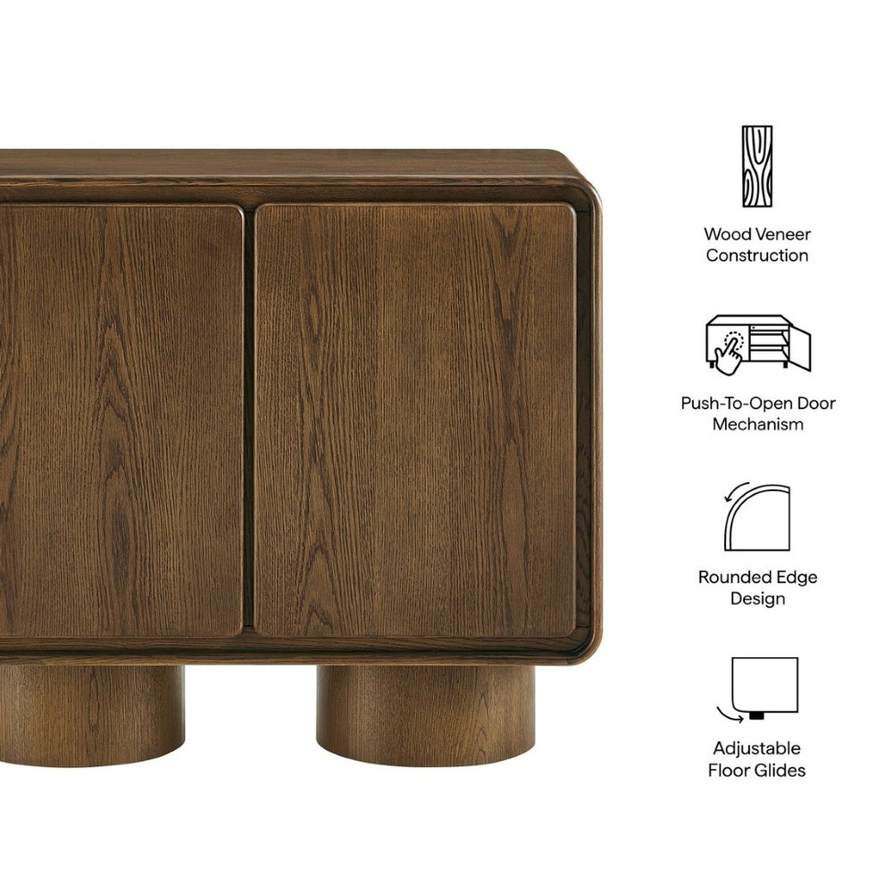 Modway Furniture Lumo Sculptural Oak Veneer Accent Cabinet with Pedestal Legs and Push Open Doors EEI-7540-WAL