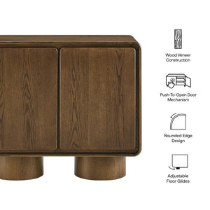 Modway Furniture Lumo Sculptural Oak Veneer Accent Cabinet with Pedestal Legs and Push Open Doors EEI-7540-WAL