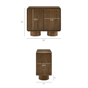 Modway Furniture Lumo Sculptural Oak Veneer Accent Cabinet with Pedestal Legs and Push Open Doors EEI-7540-WAL