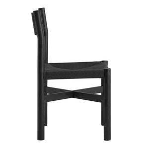 Modway Furniture Alvia Solid Oak Dining Chair with Woven Paper Rope Seat Mid-Century Scandi Style Black EEI-7541-BLK