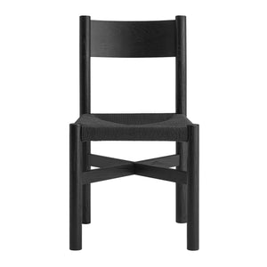 Modway Furniture Alvia Solid Oak Dining Chair with Woven Paper Rope Seat Mid-Century Scandi Style Black EEI-7541-BLK