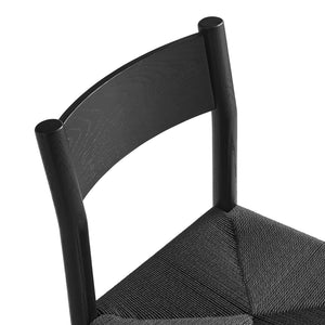 Modway Furniture Alvia Solid Oak Dining Chair with Woven Paper Rope Seat Mid-Century Scandi Style Black EEI-7541-BLK