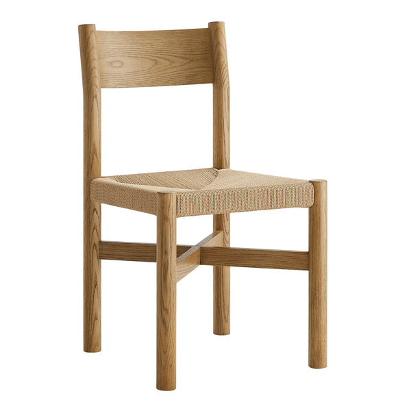 Modway Furniture Alvia Solid Oak Dining Chair with Woven Paper Rope Seat Mid-Century Scandi Style Brown EEI-7541-WOA