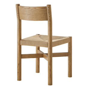 Modway Furniture Alvia Solid Oak Dining Chair with Woven Paper Rope Seat Mid-Century Scandi Style Brown EEI-7541-WOA