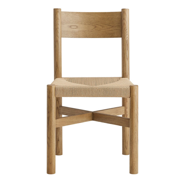Modway Furniture Alvia Solid Oak Dining Chair with Woven Paper Rope Seat Mid-Century Scandi Style Brown EEI-7541-WOA