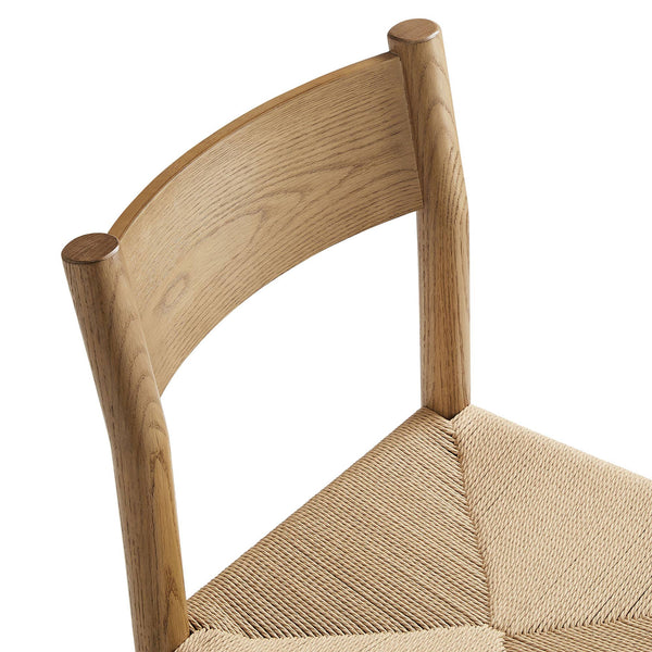 Modway Furniture Alvia Solid Oak Dining Chair with Woven Paper Rope Seat Mid-Century Scandi Style Brown EEI-7541-WOA