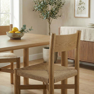 Modway Furniture Alvia Solid Oak Dining Chair with Woven Paper Rope Seat Mid-Century Scandi Style Brown EEI-7541-WOA