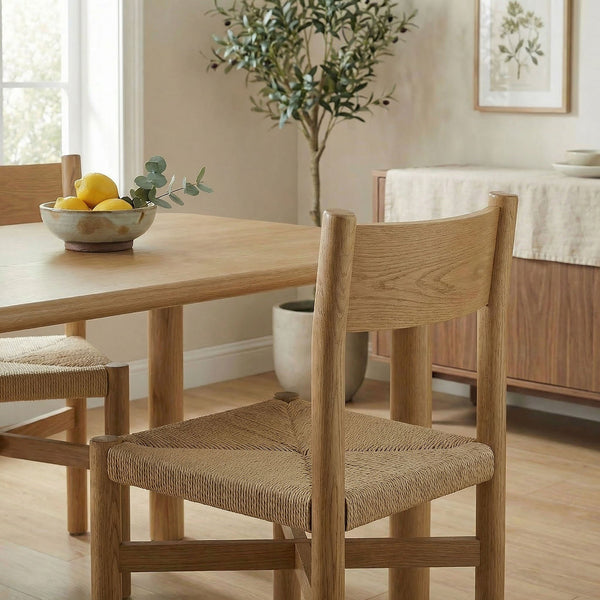 Modway Furniture Alvia Solid Oak Dining Chair with Woven Paper Rope Seat Mid-Century Scandi Style Brown EEI-7541-WOA