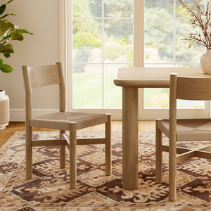 Modway Furniture Alvia Solid Oak Dining Chair with Woven Paper Rope Seat Mid-Century Scandi Style Brown EEI-7541-WOA