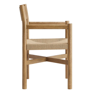 Modway Furniture Alvia Solid Oak Armchairs with Woven Rope Seats Mid-Century Dining Set of 2 Brown EEI-7542-WOA