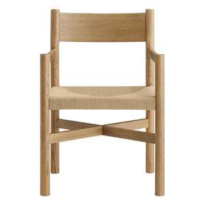 Modway Furniture Alvia Solid Oak Armchairs with Woven Rope Seats Mid-Century Dining Set of 2 Brown EEI-7542-WOA