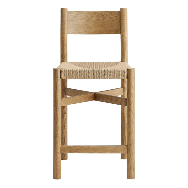 Modway Furniture Alvia Solid Oak Counter Stools with Handwoven Paper Rope Seats Scandinavian Set Brown EEI-7543-WOA