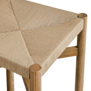 Modway Furniture Alvia Solid Oak Counter Stools with Handwoven Paper Rope Seats Scandinavian Set Brown EEI-7543-WOA