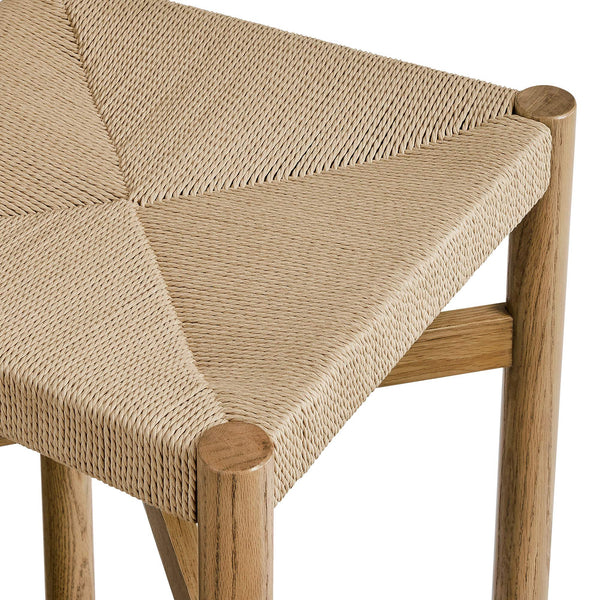 Modway Furniture Alvia Solid Oak Counter Stools with Handwoven Paper Rope Seats Scandinavian Set Brown EEI-7543-WOA