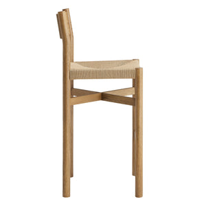 Modway Furniture Alvia Solid Oak Barstools with Woven Paper Rope Seats Mid-Century Kitchen Set Brown EEI-7544-WOA