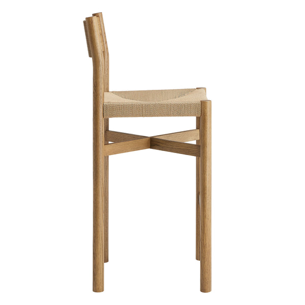 Modway Furniture Alvia Solid Oak Barstools with Woven Paper Rope Seats Mid-Century Kitchen Set Brown EEI-7544-WOA
