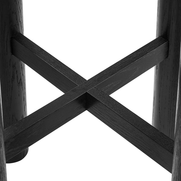 Modway Furniture Alvia Solid Oak Round Bar Table with X Stretcher Base for Kitchen Dining Nooks Black EEI-7545-BLK