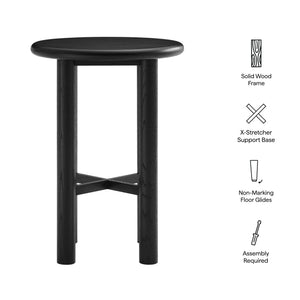 Modway Furniture Alvia Solid Oak Round Bar Table with X Stretcher Base for Kitchen Dining Nooks Black EEI-7545-BLK