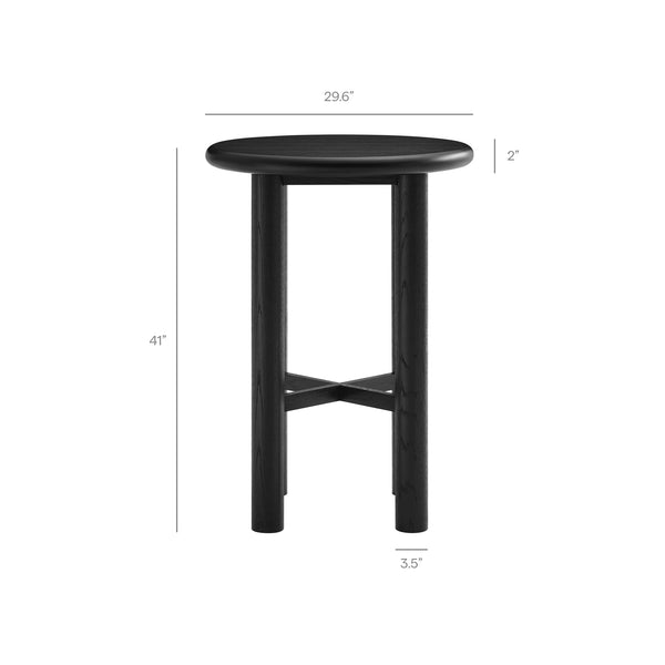 Modway Furniture Alvia Solid Oak Round Bar Table with X Stretcher Base for Kitchen Dining Nooks Black EEI-7545-BLK