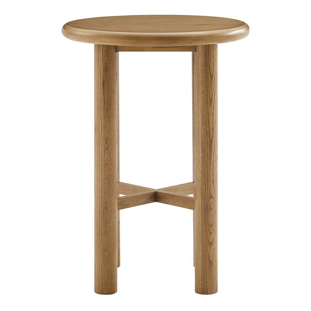 Modway Furniture Alvia Solid Oak Round Bar Table with X Stretcher Base for Kitchen Dining Nooks Brown EEI-7545-WOA