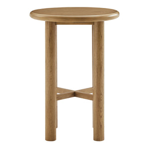 Modway Furniture Alvia Solid Oak Round Bar Table with X Stretcher Base for Kitchen Dining Nooks Brown EEI-7545-WOA
