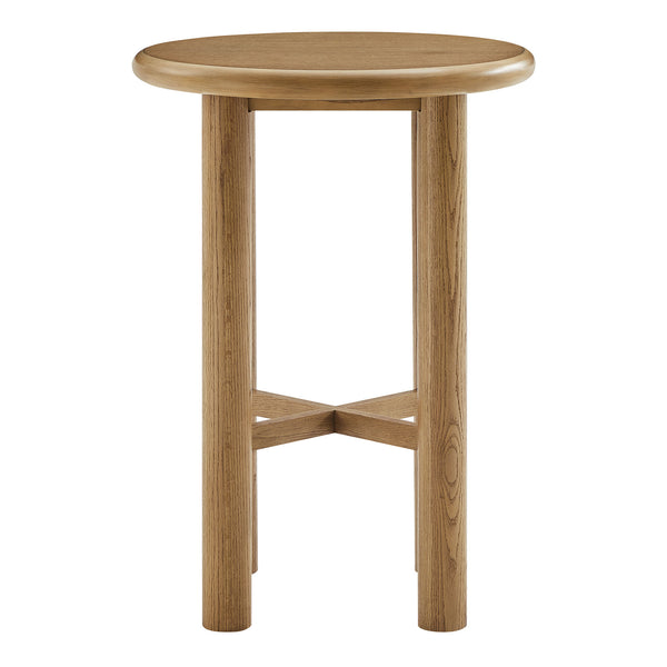 Modway Furniture Alvia Solid Oak Round Bar Table with X Stretcher Base for Kitchen Dining Nooks Brown EEI-7545-WOA