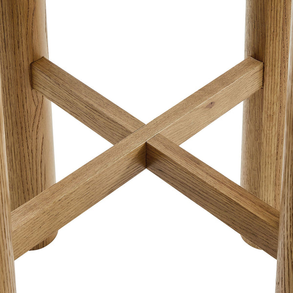 Modway Furniture Alvia Solid Oak Round Bar Table with X Stretcher Base for Kitchen Dining Nooks Brown EEI-7545-WOA