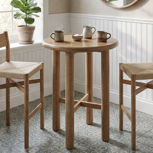 Modway Furniture Alvia Solid Oak Round Bar Table with X Stretcher Base for Kitchen Dining Nooks Brown EEI-7545-WOA