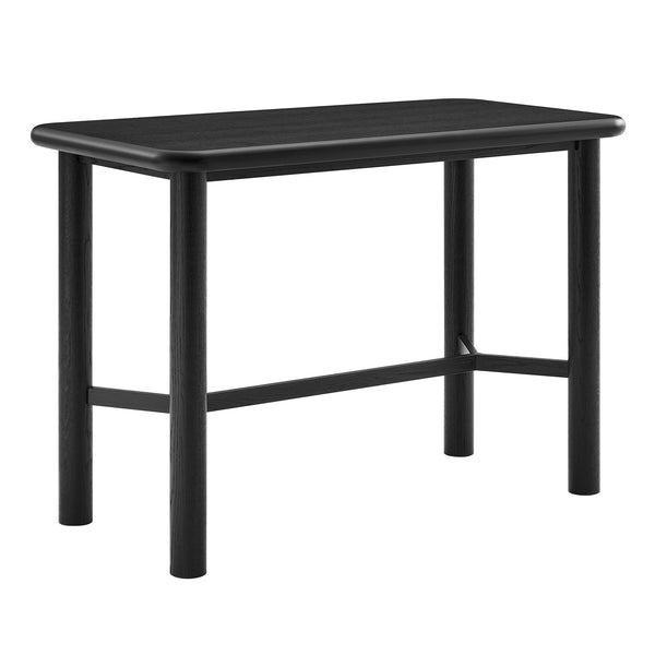 Modway Furniture Alvia Solid Oak Bar Table with Cross Stretcher Base for Kitchen and Home Pub Black EEI-7546-BLK