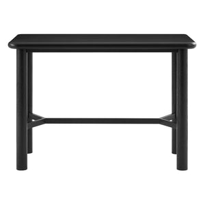 Modway Furniture Alvia Solid Oak Bar Table with Cross Stretcher Base for Kitchen and Home Pub Black EEI-7546-BLK
