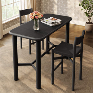 Modway Furniture Alvia Solid Oak Bar Table with Cross Stretcher Base for Kitchen and Home Pub Black EEI-7546-BLK