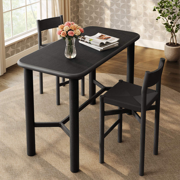 Modway Furniture Alvia Solid Oak Bar Table with Cross Stretcher Base for Kitchen and Home Pub Black EEI-7546-BLK