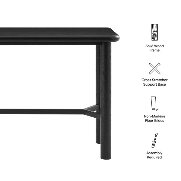 Modway Furniture Alvia Solid Oak Bar Table with Cross Stretcher Base for Kitchen and Home Pub Black EEI-7546-BLK