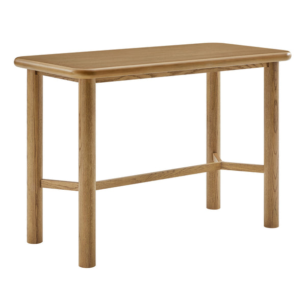 Modway Furniture Alvia Solid Oak Bar Table with Cross Stretcher Base for Kitchen and Home Pub Brown EEI-7546-WOA