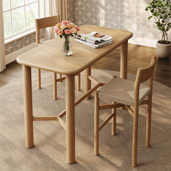 Modway Furniture Alvia Solid Oak Bar Table with Cross Stretcher Base for Kitchen and Home Pub Brown EEI-7546-WOA