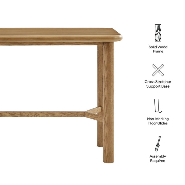 Modway Furniture Alvia Solid Oak Bar Table with Cross Stretcher Base for Kitchen and Home Pub Brown EEI-7546-WOA