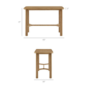 Modway Furniture Alvia Solid Oak Bar Table with Cross Stretcher Base for Kitchen and Home Pub Brown EEI-7546-WOA