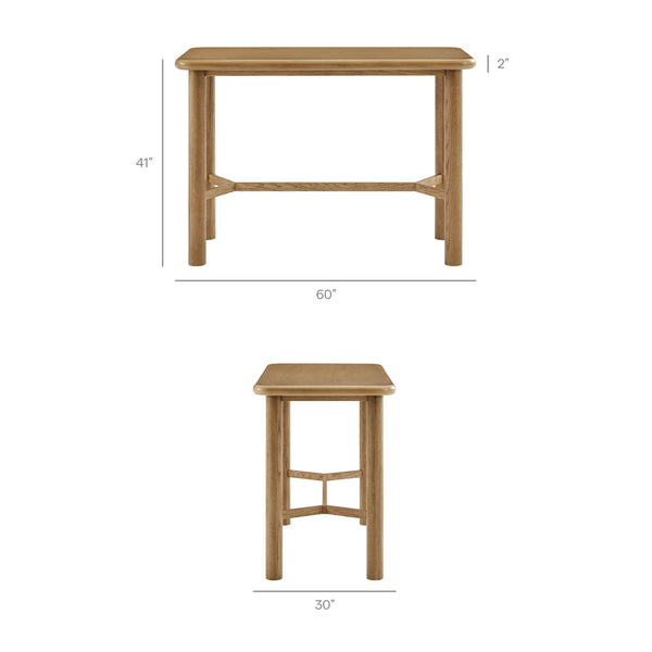 Modway Furniture Alvia Solid Oak Bar Table with Cross Stretcher Base for Kitchen and Home Pub Brown EEI-7546-WOA