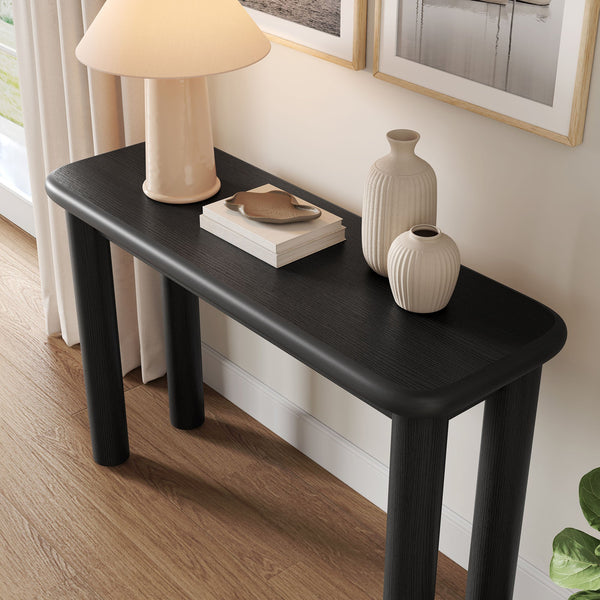 Modway Furniture Alvia Solid Oak Console Table by Modway Narrow Entryway Accent with Tapered Legs Black EEI-7547-BLK