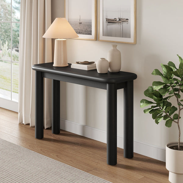 Modway Furniture Alvia Solid Oak Console Table by Modway Narrow Entryway Accent with Tapered Legs Black EEI-7547-BLK