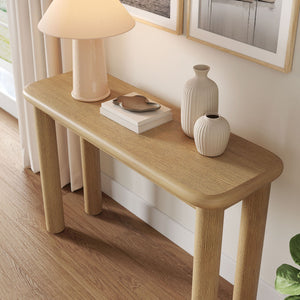 Modway Furniture Alvia Solid Oak Console Table by Modway Narrow Entryway Accent with Tapered Legs Brown EEI-7547-WOA