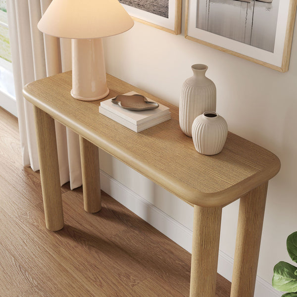 Modway Furniture Alvia Solid Oak Console Table by Modway Narrow Entryway Accent with Tapered Legs Brown EEI-7547-WOA