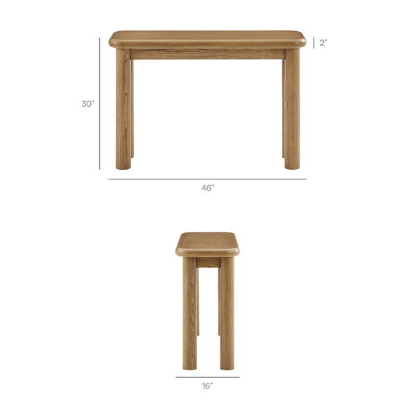 Modway Furniture Alvia Solid Oak Console Table by Modway Narrow Entryway Accent with Tapered Legs Brown EEI-7547-WOA