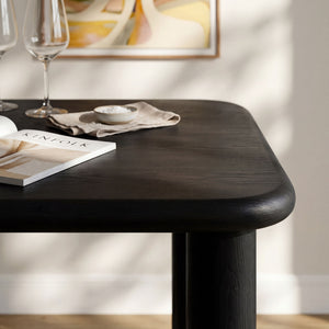 Modway Furniture Alvia Solid Oak Rectangular Dining Table Seats 8 Modern Farmhouse Kitchen Black EEI-7548-BLK