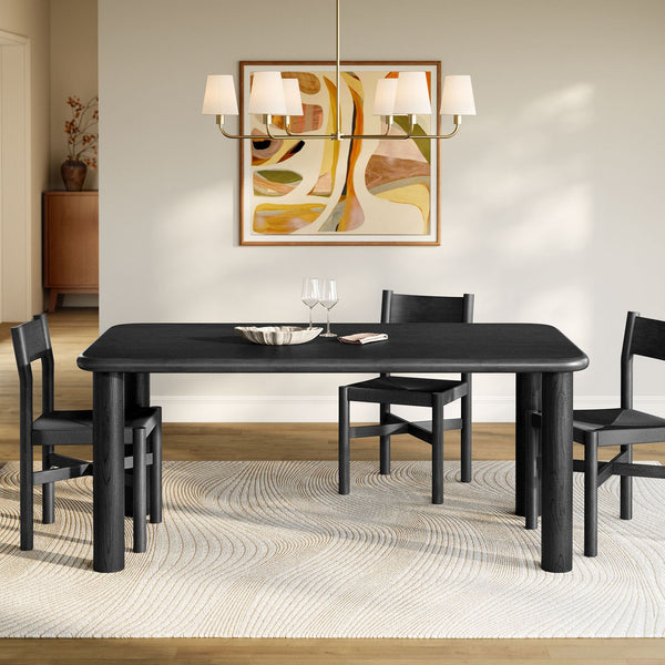 Modway Furniture Alvia Solid Oak Rectangular Dining Table Seats 8 Modern Farmhouse Kitchen Black EEI-7548-BLK