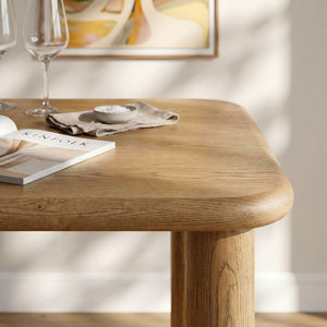 Modway Furniture Alvia Solid Oak Rectangular Dining Table Seats 8 Modern Farmhouse Kitchen Brown EEI-7548-WOA